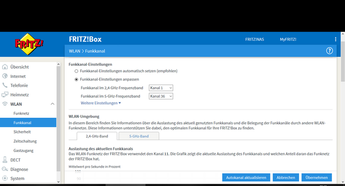 Funkkanal-Einstellungen Fritzbox