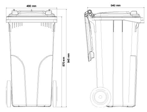 Müllbehälter 120 Liter Skizze