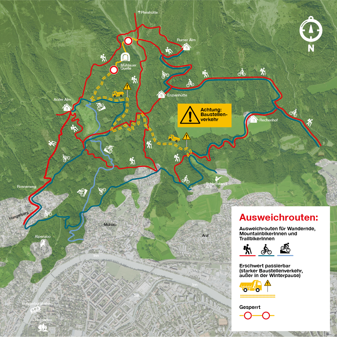 Übersichtsplan Baustellenzufahrt und Ausweichrouten